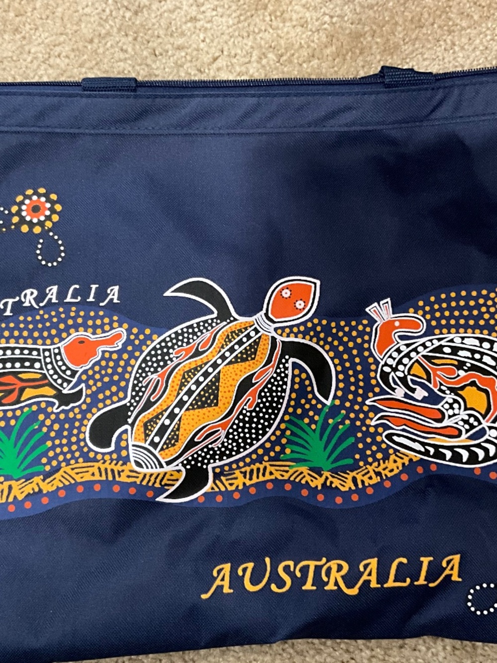 New in bag Australian tourist bag, navy, zippered